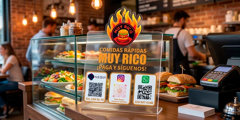 Hablador en acrílico para punto de pago y redes sociales